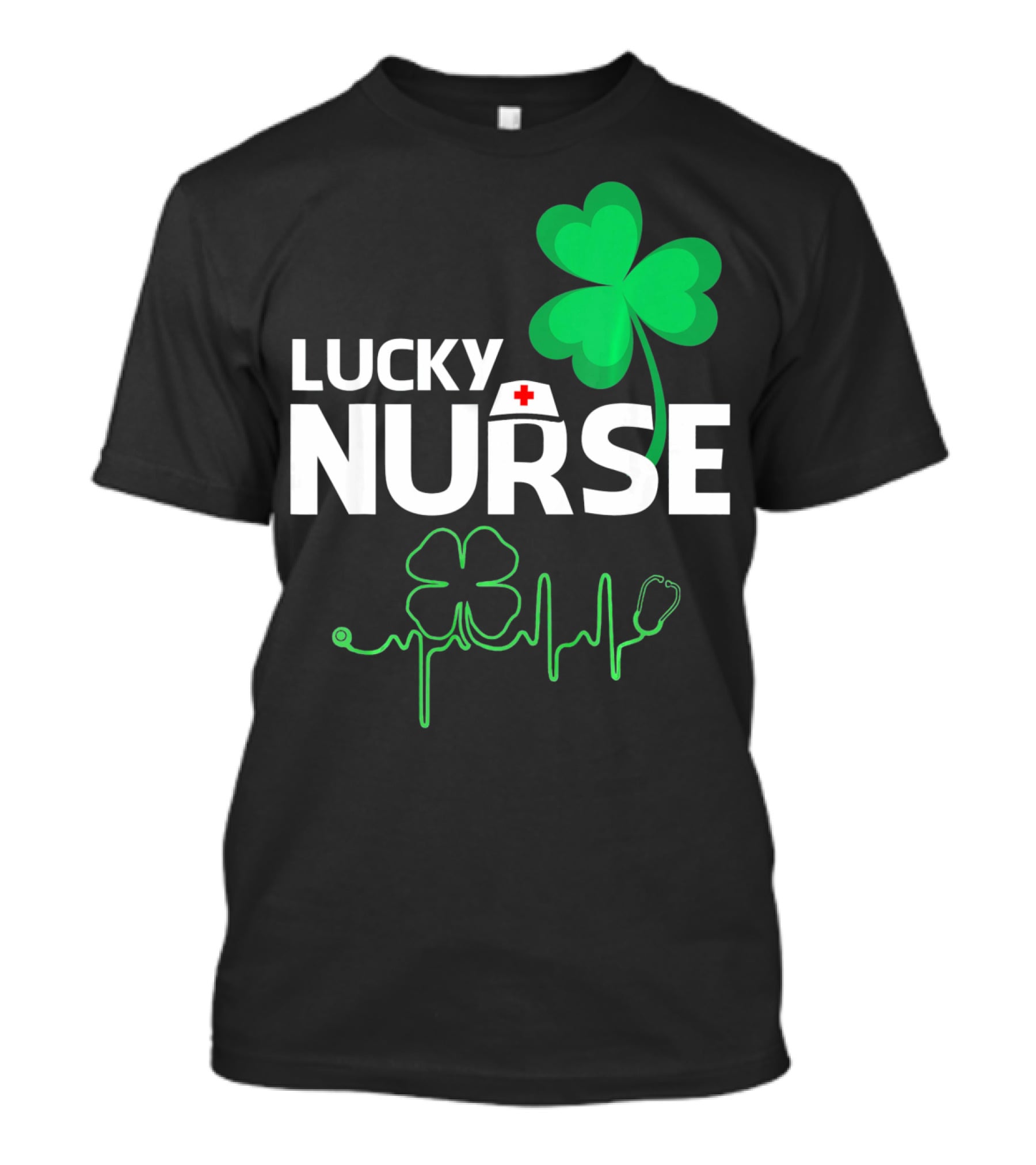Lucky Nurse Shamrock Heartbeat St. Patricks Day T-Shirt