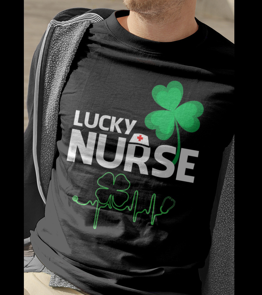 Lucky Nurse Shamrock Heartbeat St. Patricks Day T-Shirt