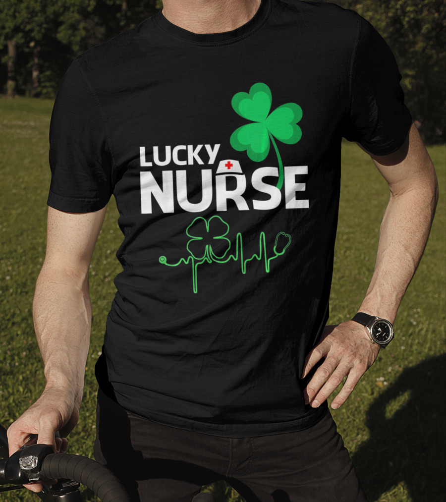 Lucky Nurse Shamrock Heartbeat St. Patricks Day T-Shirt