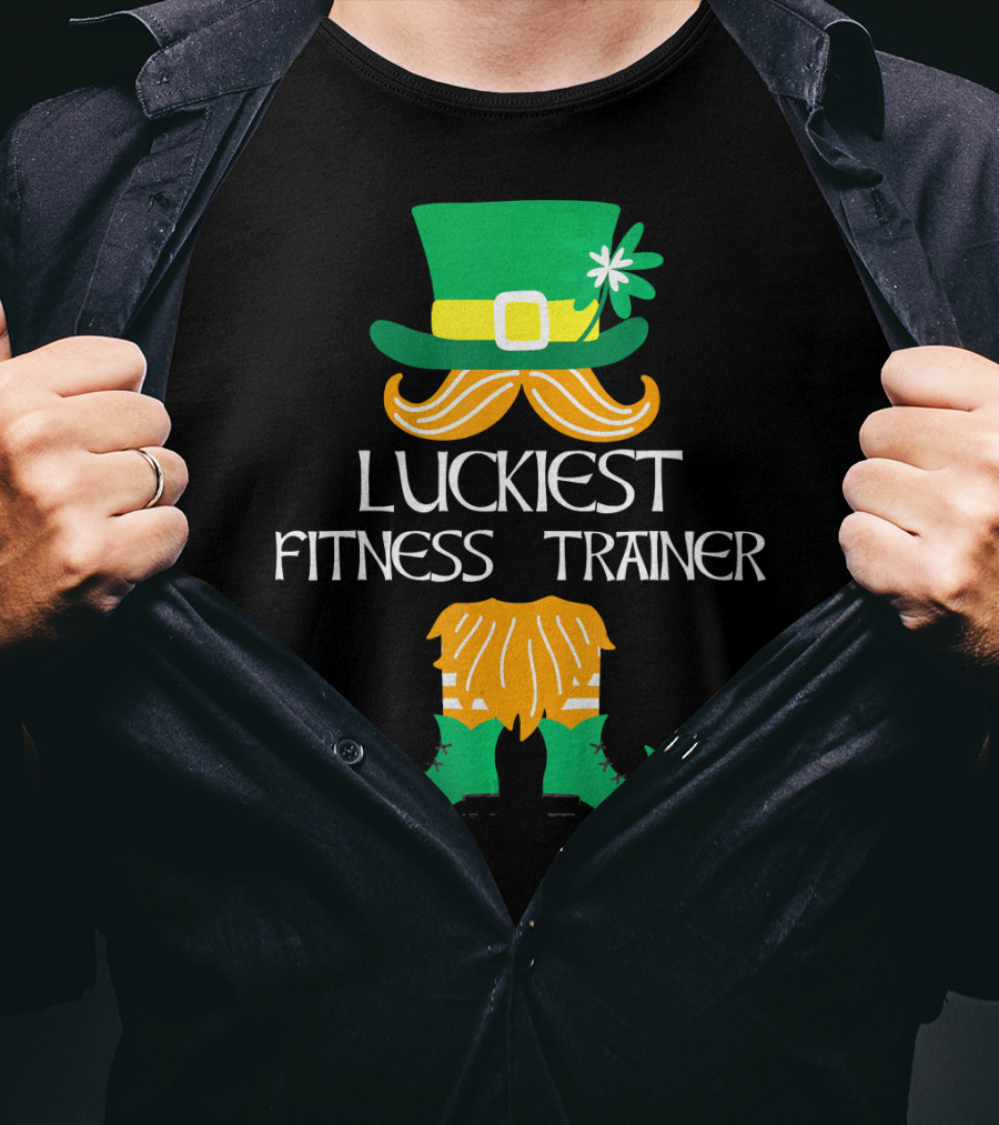 Luckiest Fitness Trainer Leprechaun Shamrock Hat And Boots T-Shirt