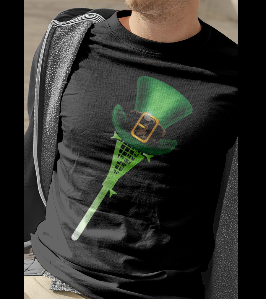Leprechaun Shamrock Lacrosse Hat St Patricks T-Shirt