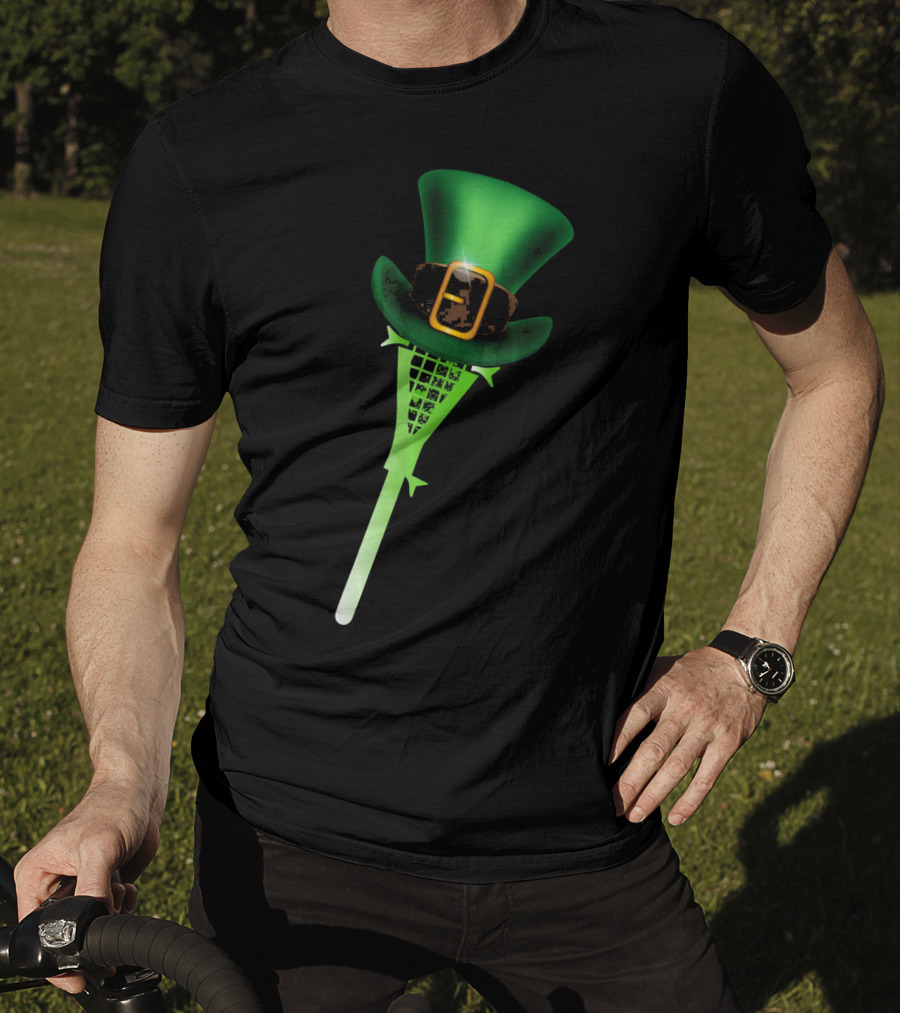 Leprechaun Shamrock Lacrosse Hat St Patricks T-Shirt