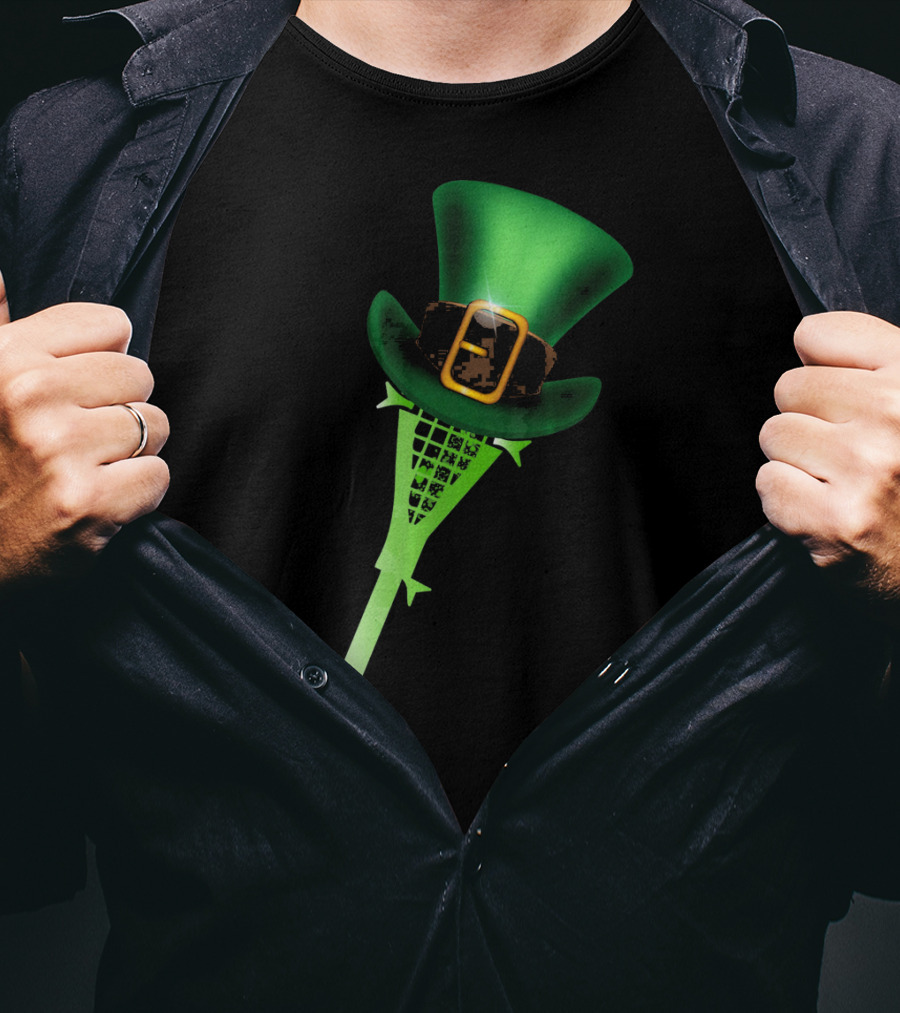 Leprechaun Shamrock Lacrosse Hat St Patricks T-Shirt