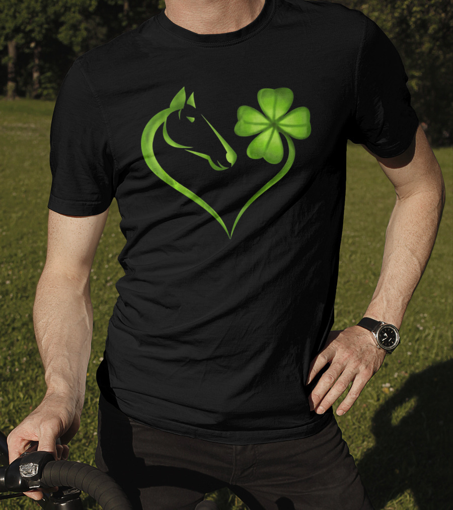 Horse Lucky Clover Heart Shape St. Patrick's Day T-Shirt