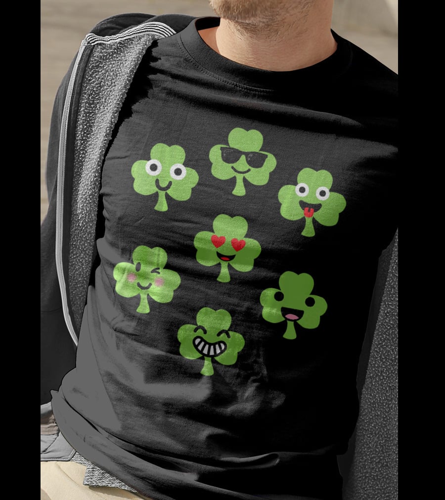 Emoji Shamrock Faces Lucky St. Patrick's Day T-Shirt