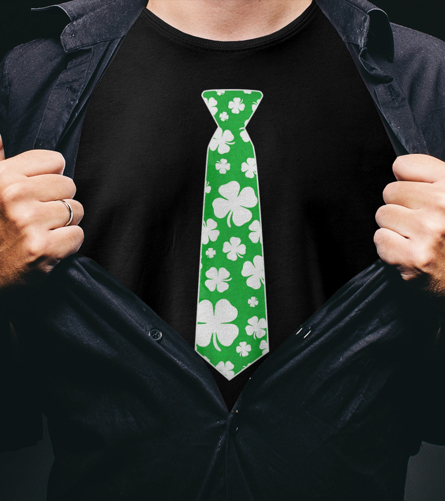 St Patricks Day Irish Shamrock Green Tie T-Shirt