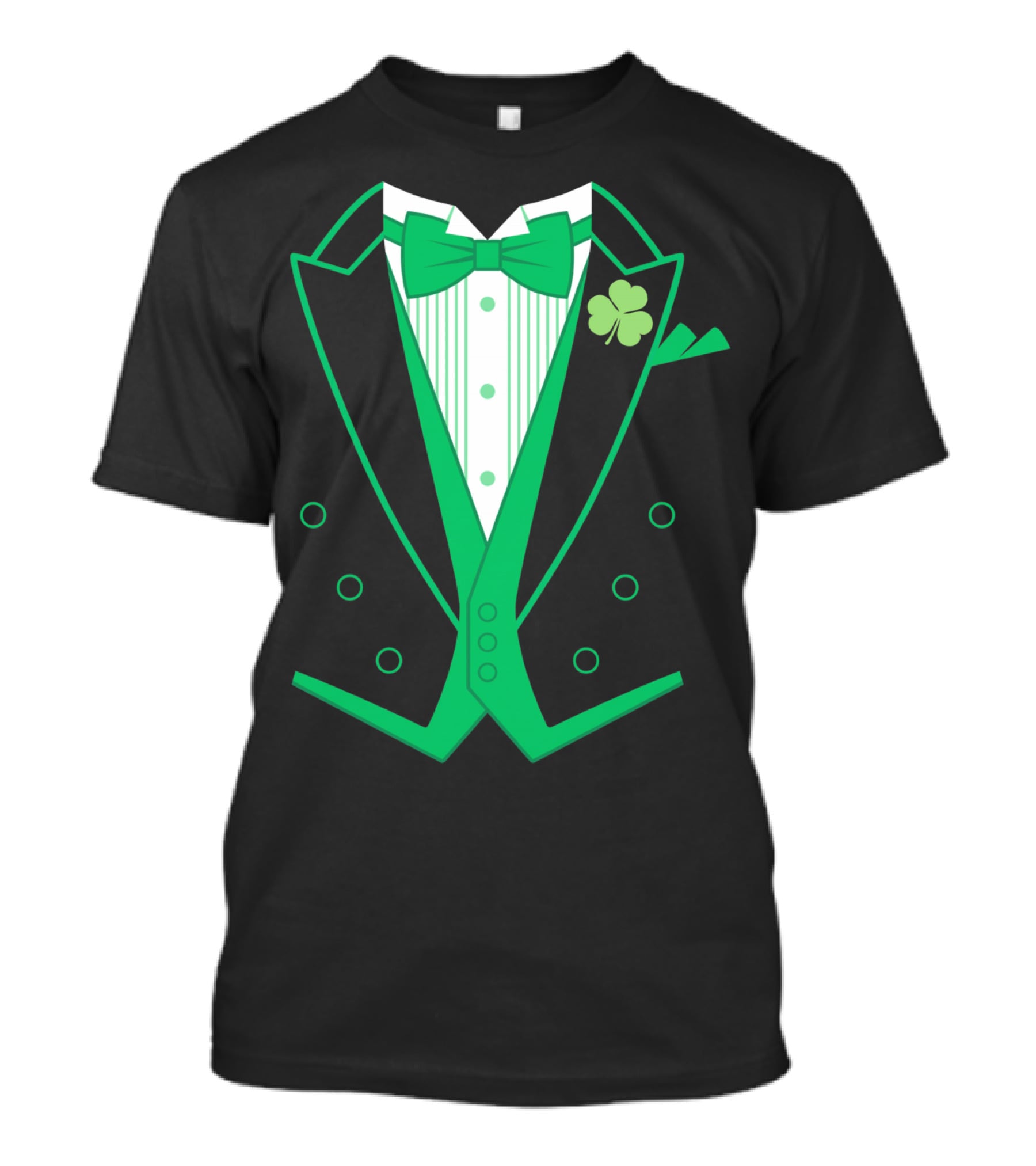Green Bow Tie And Clover Tuxedo T-Shirt