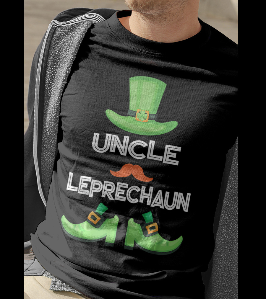 Uncle Leprechaun Green Hat And Shoes St. Patrick's Day Family Matching Group T-Shirt