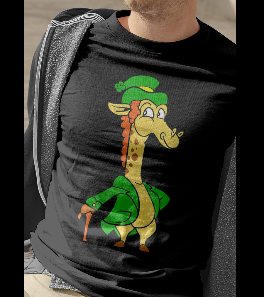 Funny Cool St. Patricks Day Giraffe Iris Leprechaun T-Shirt