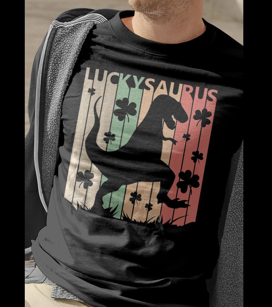 Luckysaurus Dinosaur St Patrick's Day Clover Trend T-Shirt
