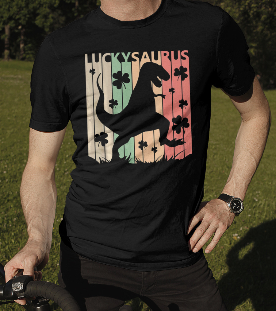 Luckysaurus Dinosaur St Patrick's Day Clover Trend T-Shirt