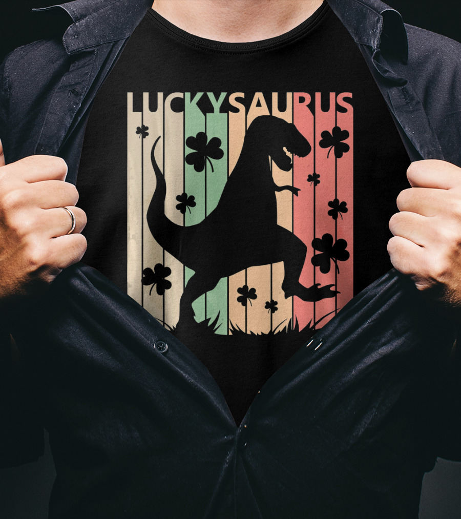 Luckysaurus Dinosaur St Patrick's Day Clover Trend T-Shirt