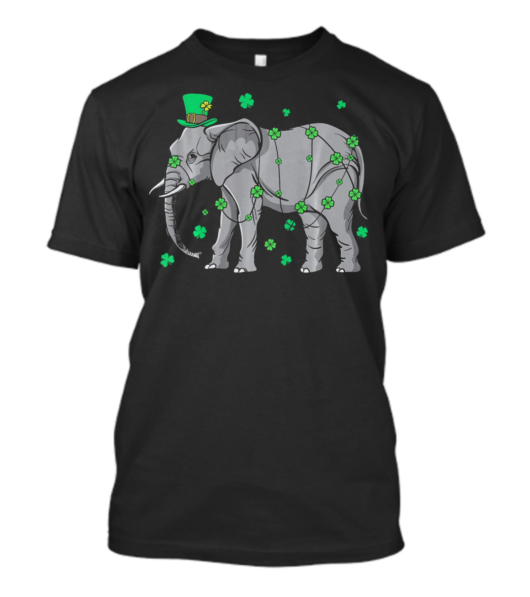 Elephant Wearing Leprechaun Hat With Shamrocks T-Shirt