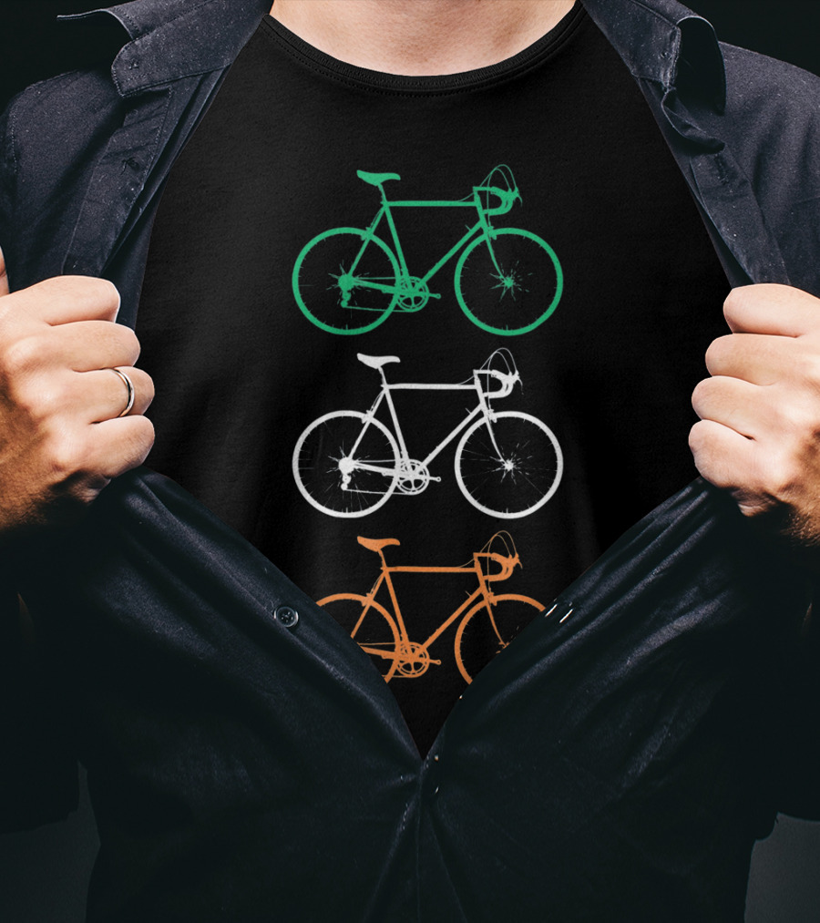 Irish Flag Colors Vintage Bicycles Trio T-Shirt