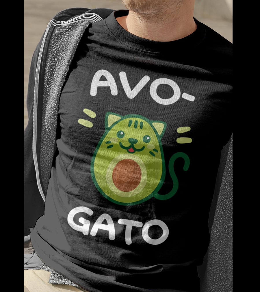 AvoGato Funny Avocado And Cat Lover Vege Avocado Cat Cartoon T-Shirt