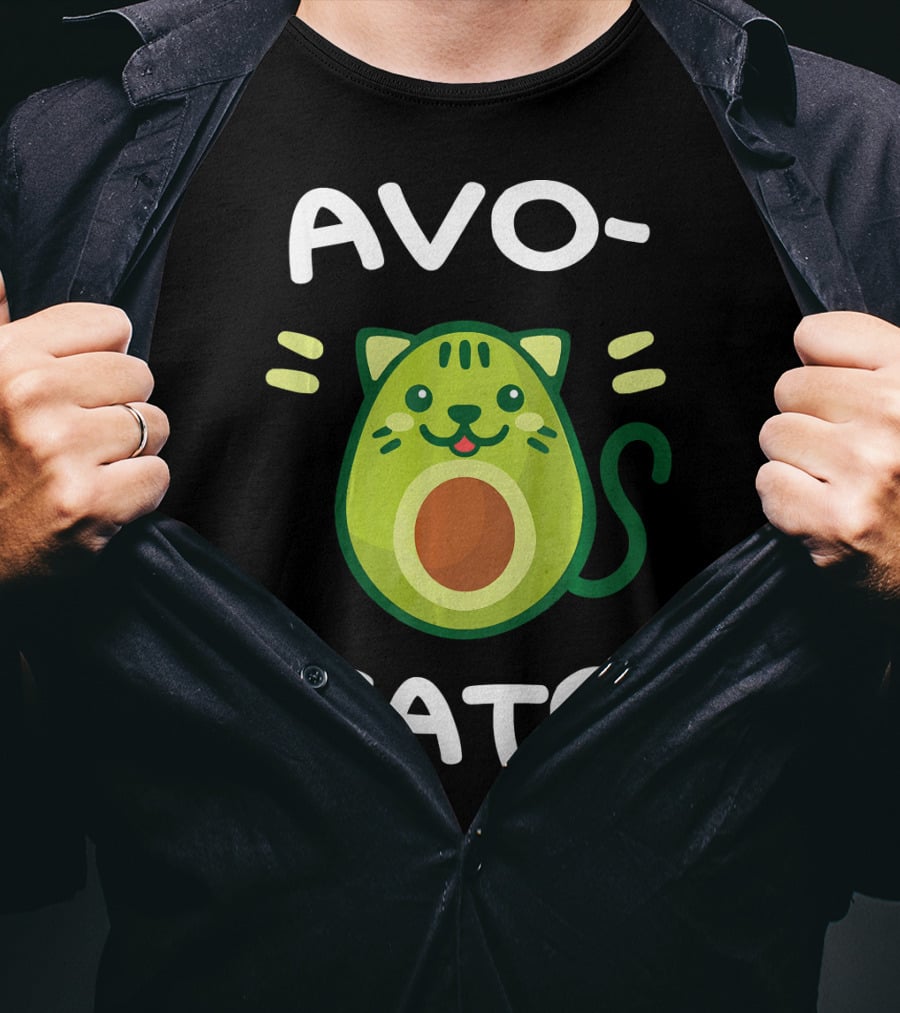 AvoGato Funny Avocado And Cat Lover Vege Avocado Cat Cartoon T-Shirt
