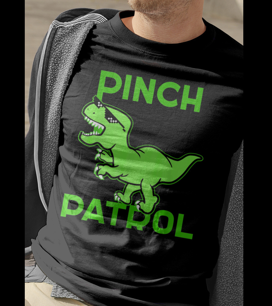 St Patrick Day Dinosaur Pinch Patrol Funny Green T-Rex Holiday T-Shirt