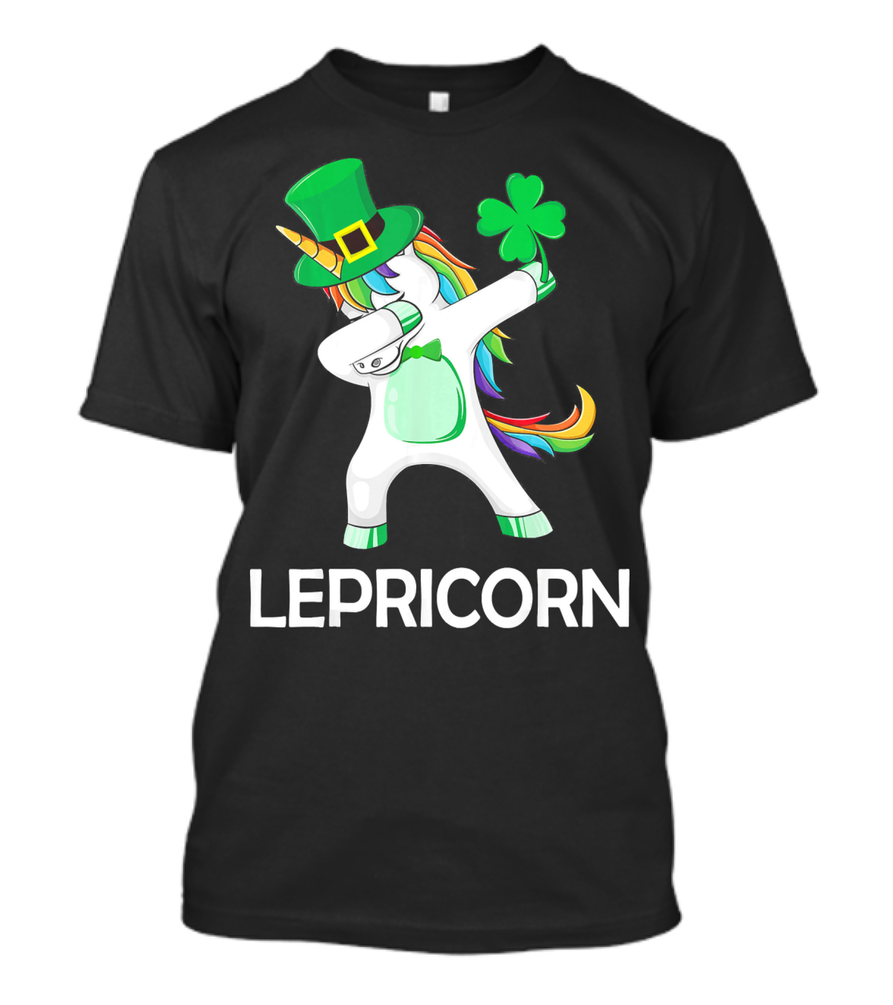 Lepricorn Unicorn Leprechaun Dabbing With Shamrock And Green Hat T-Shirt