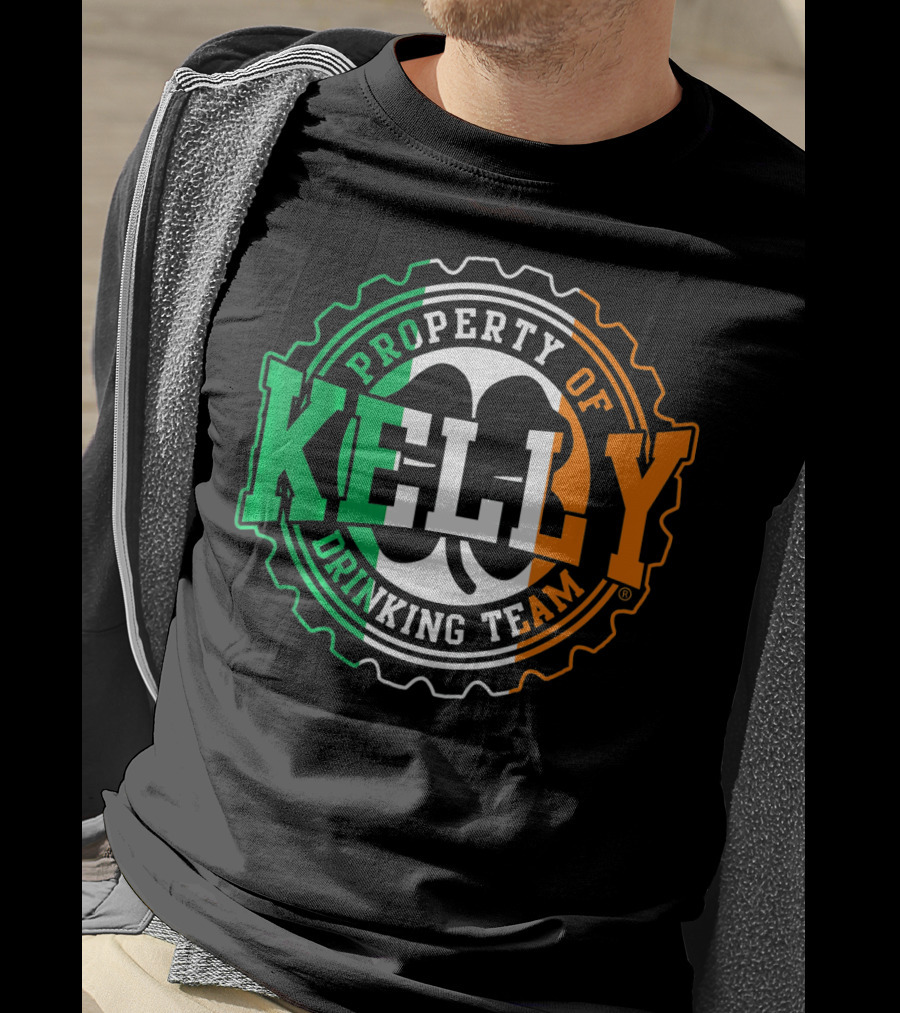 Property Of Kelly Drinking Team Irish Flag Colors T-Shirt