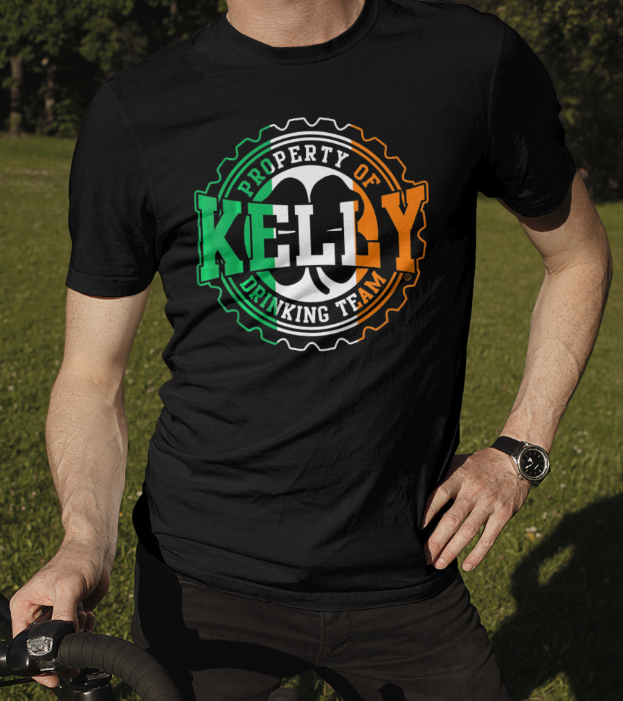 Property Of Kelly Drinking Team Irish Flag Colors T-Shirt