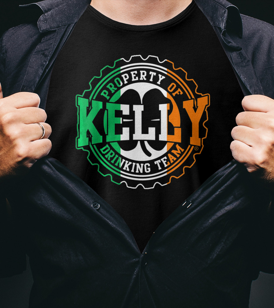 Property Of Kelly Drinking Team Irish Flag Colors T-Shirt