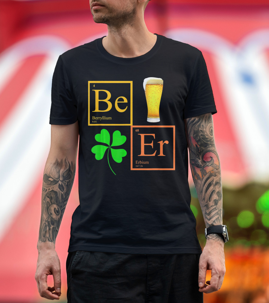 Beer Elements Beryllium Erbium Shamrock Glass T-Shirt