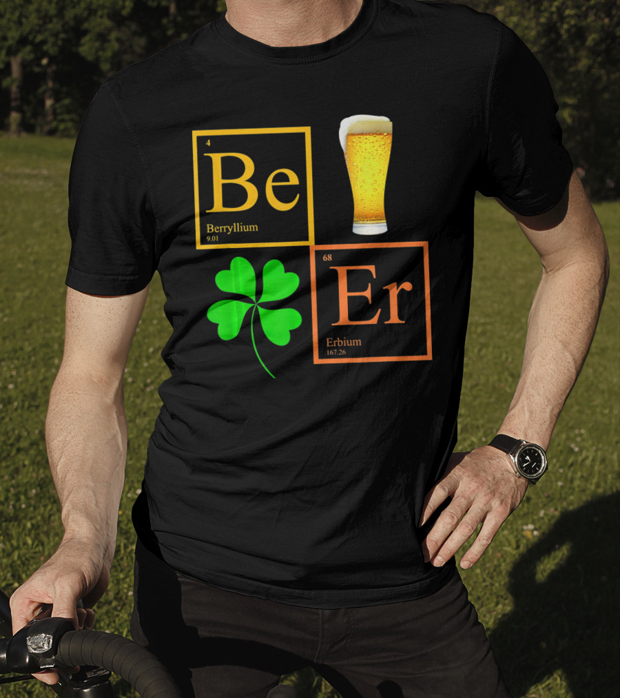 Beer Elements Beryllium Erbium Shamrock Glass T-Shirt