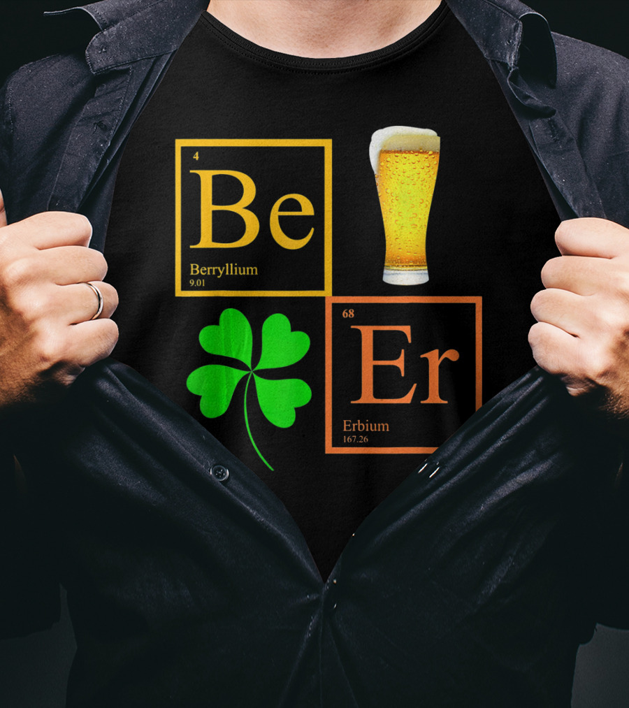Beer Elements Beryllium Erbium Shamrock Glass T-Shirt