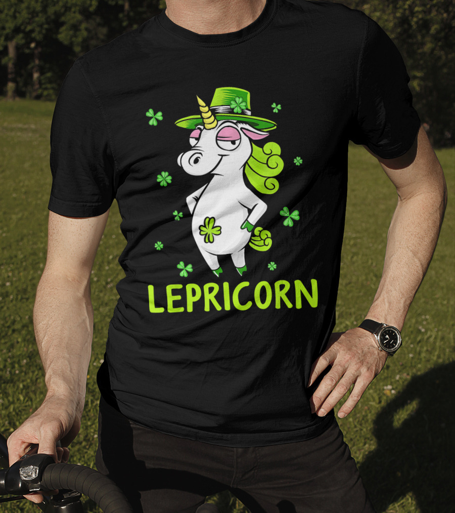 Lepricorn Leprechaun Unicorn St Pat Clover Hat T-Shirt