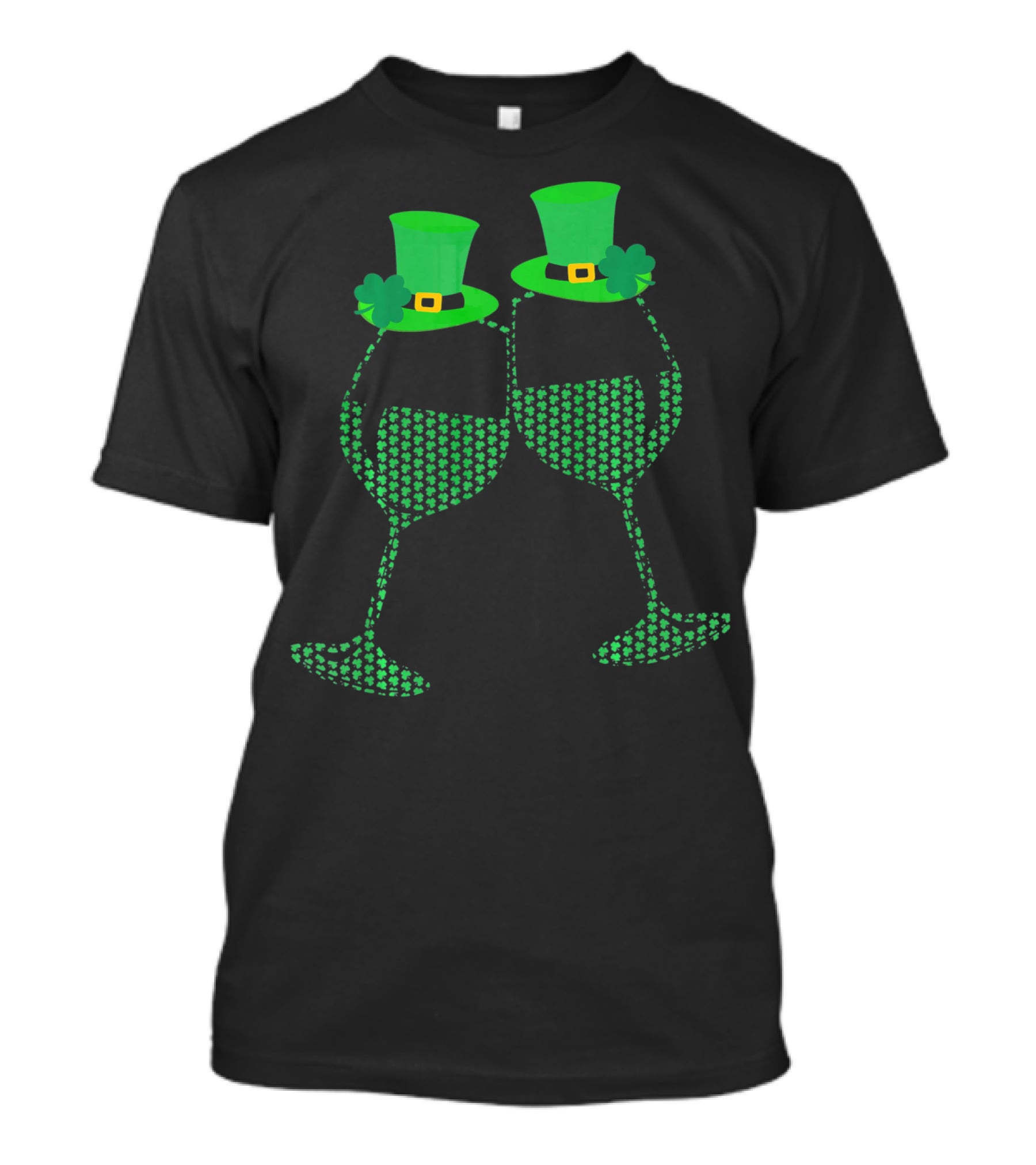 Wine Glasses Shamrock Leprechaun Hats St. Patrick's Day T-Shirt