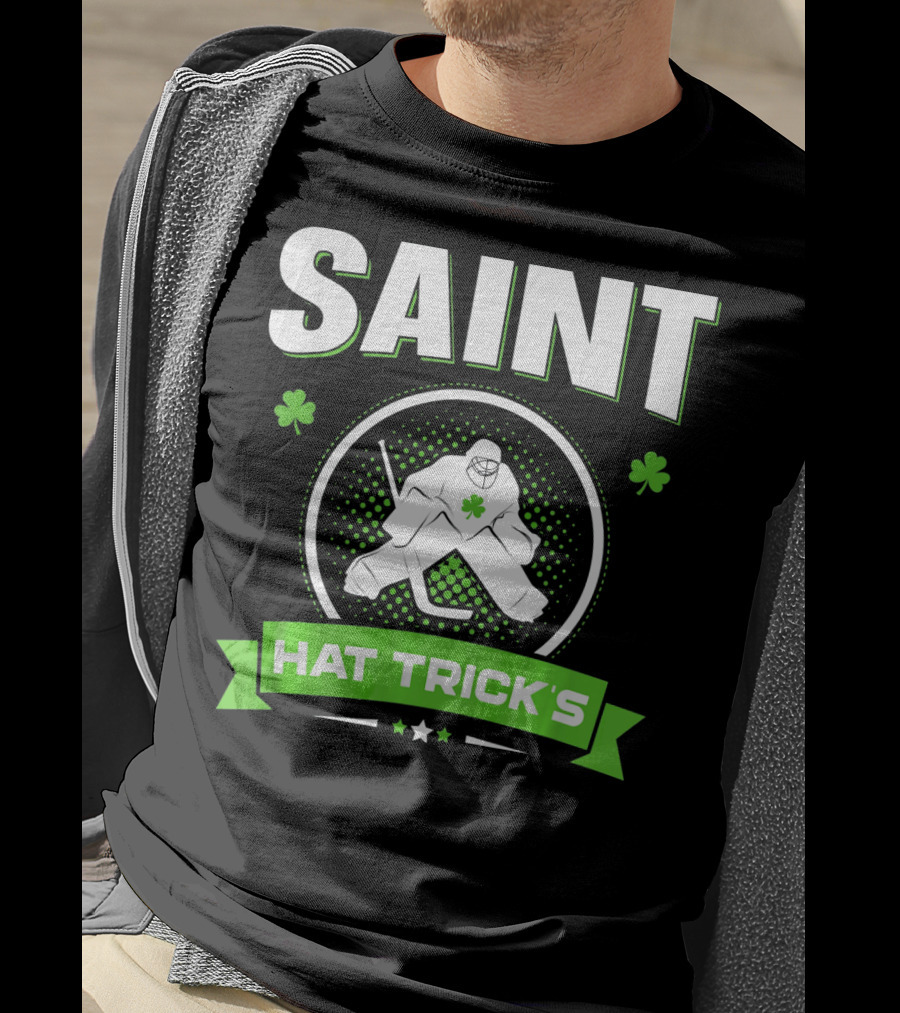 SAINT HAT TRICK'S Hockey Shamrock Irish St Patricks T-Shirt