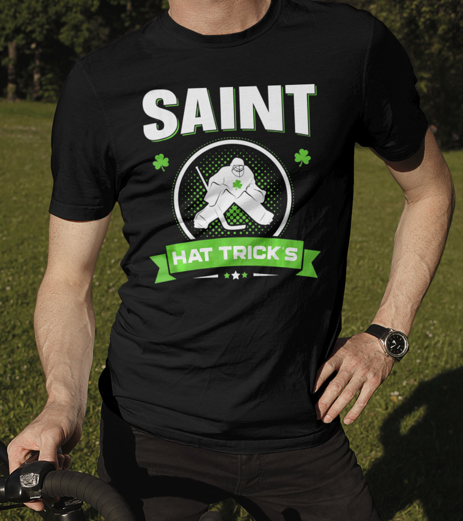 SAINT HAT TRICK'S Hockey Shamrock Irish St Patricks T-Shirt