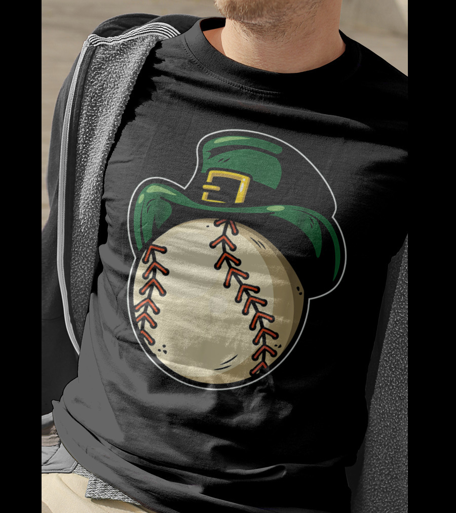 St Patricks Day Baseball With Green Hat Patric T-Shirt