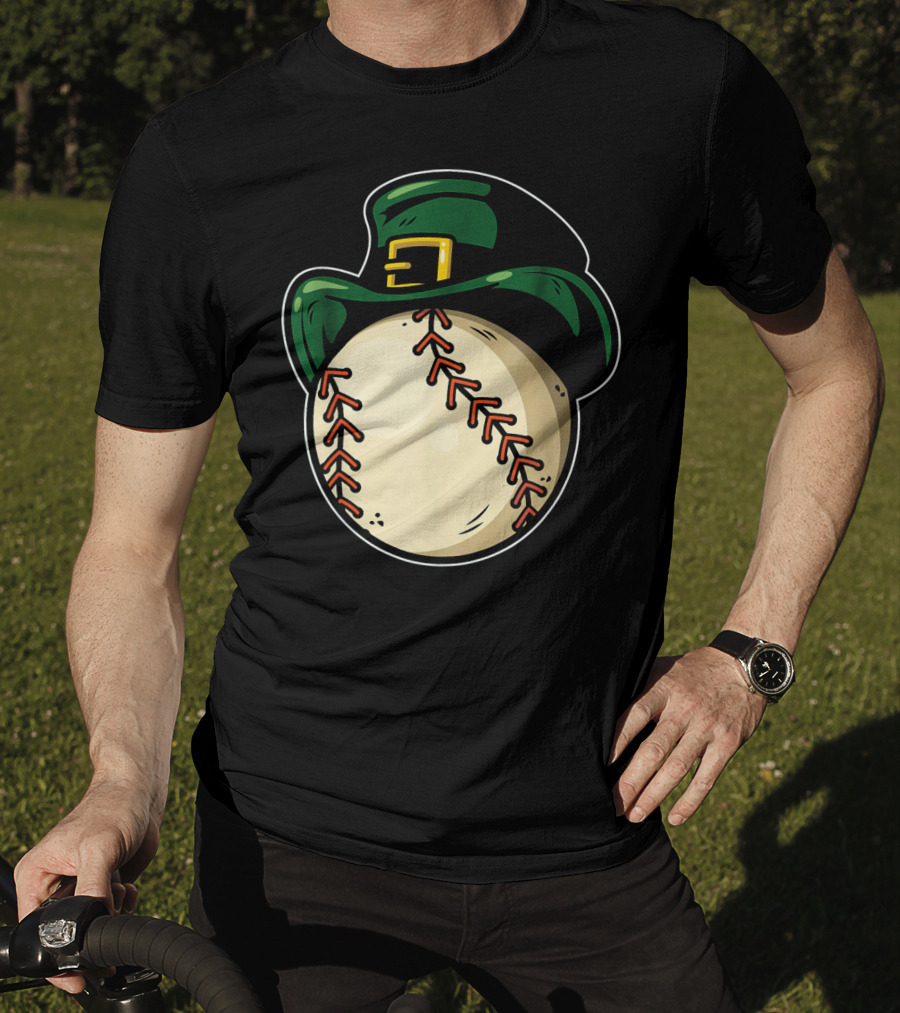 St Patricks Day Baseball With Green Hat Patric T-Shirt