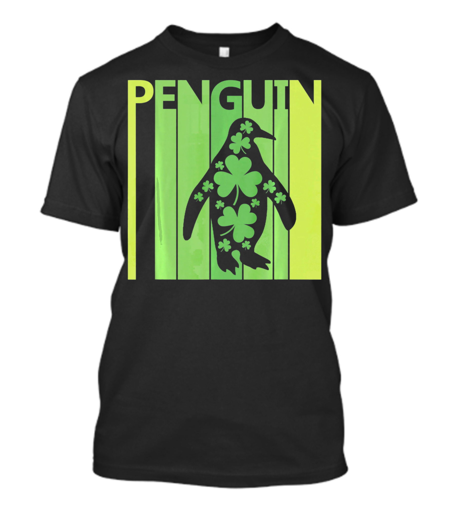 Lucky Penguin St Patricks Day Clover Penguin T-Shirt