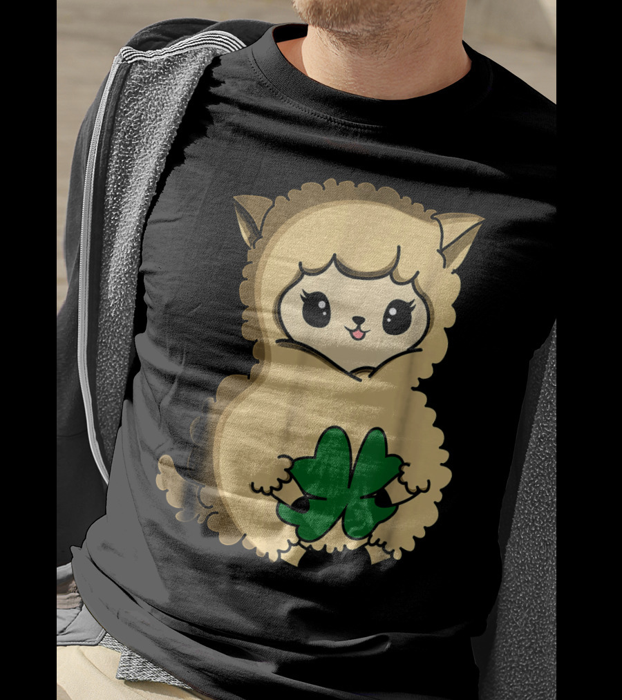 Cute Funny Irish Clover Llama For St. Patrick's Day T-Shirt