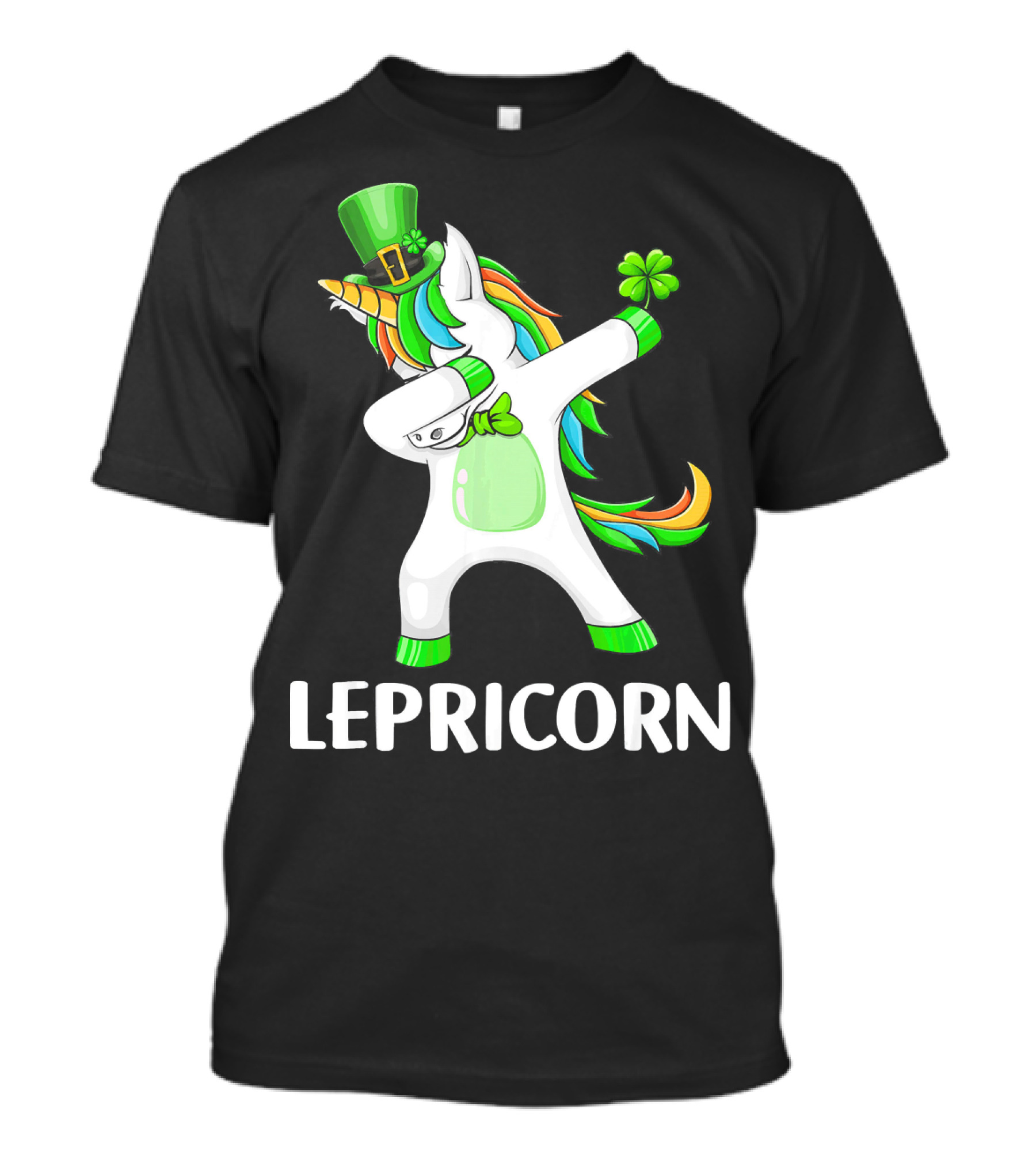 Lepricorn Dabbing Leprechaun Unicorn With Rainbow Mane And Green Hat T-Shirt