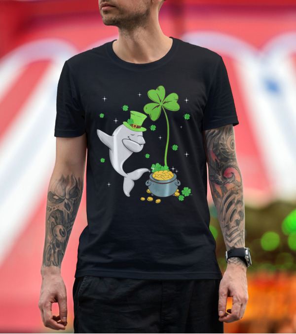 Premium T-Shirt: Shamrock Leprechaun Dolphin St Patricks Pot of Gold T-Shirt Shamrock Leprechaun Dolphin St Patricks Pot of Gold T-Shirt