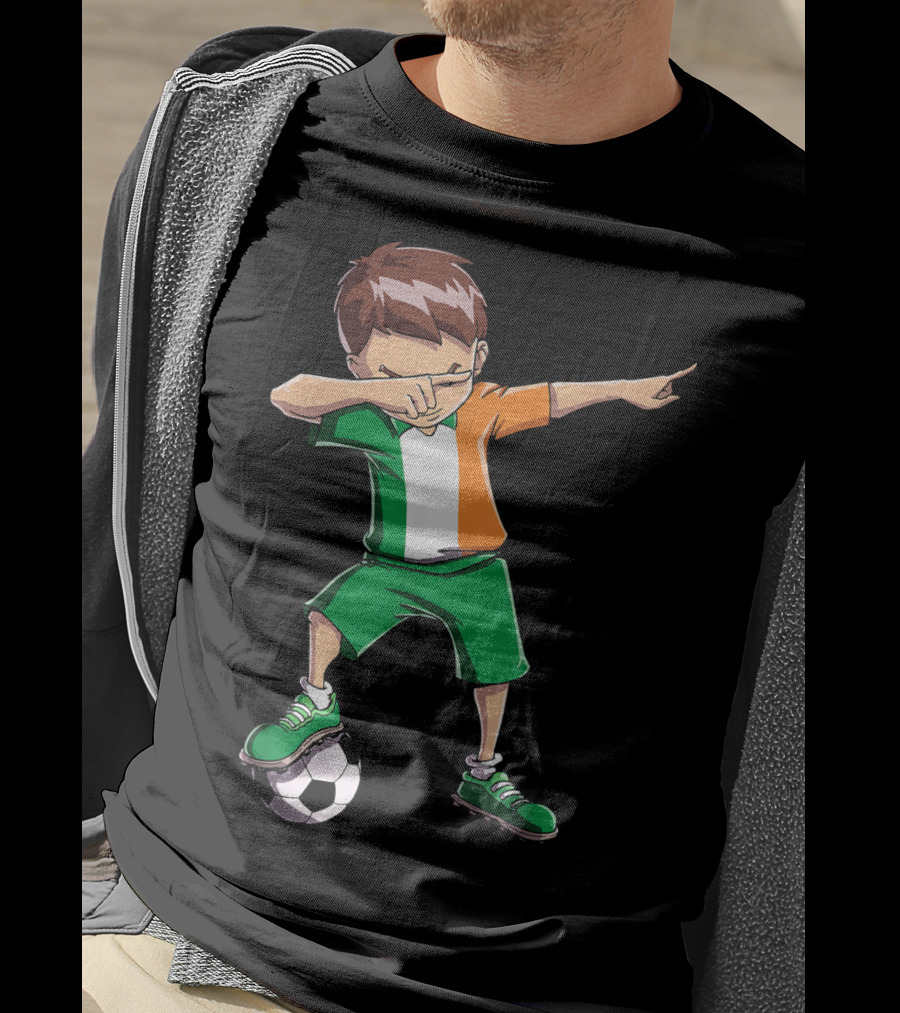 Ireland Soccer Dabbing Boy Football Player T-Shirt