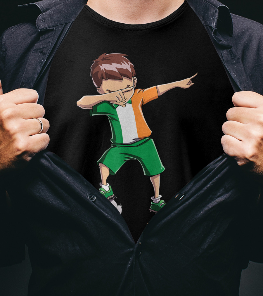 Ireland Soccer Dabbing Boy Football Player T-Shirt