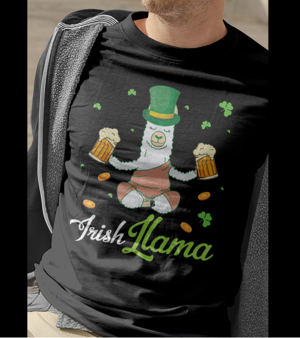 Irish Llama Leprechaun Drink Beer Shamrocks Go T-Shirt