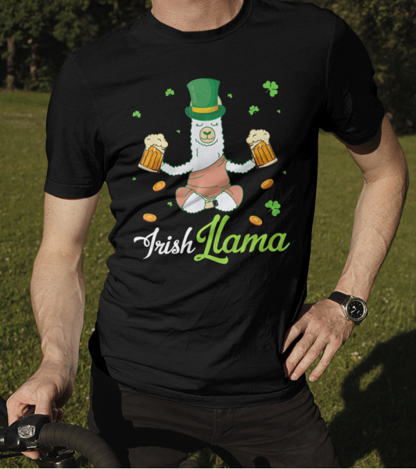 Irish Llama Leprechaun Drink Beer Shamrocks Go T-Shirt