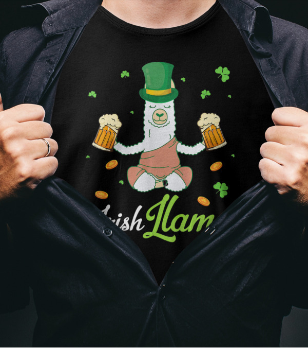 Irish Llama Leprechaun Drink Beer Shamrocks Go T-Shirt