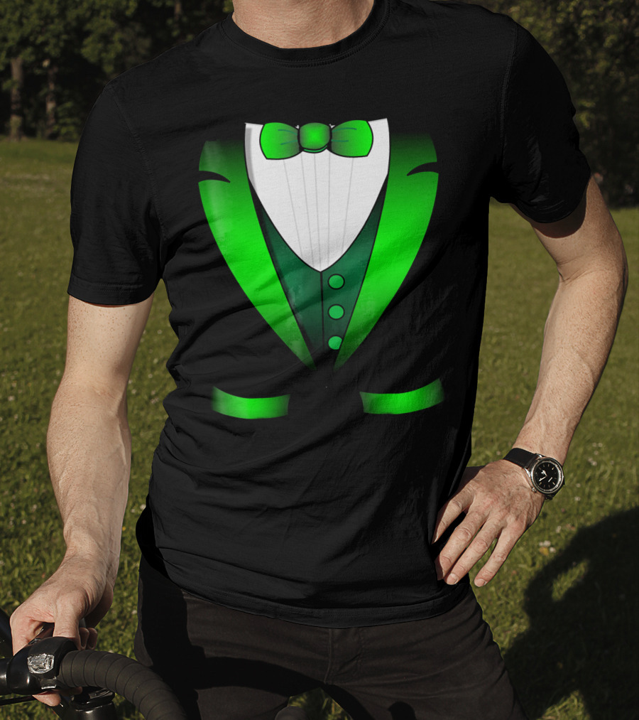 Irish St Patricks Day Leprechaun Green Tuxedo Bowtie T-Shirt