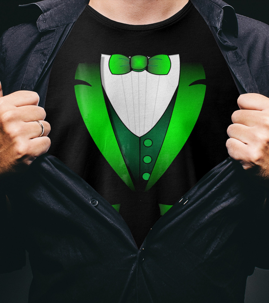 Irish St Patricks Day Leprechaun Green Tuxedo Bowtie T-Shirt