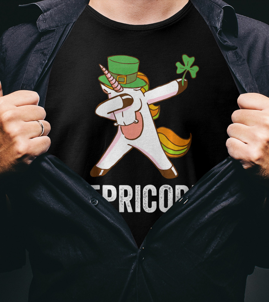 Irish Leprechaun Unicorn Dabbing Lepricorn Shamrock T-Shirt