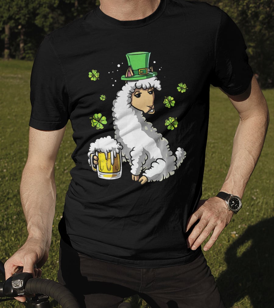 Leprechaun Sheep With Beer And Shamrocks T-Shirt