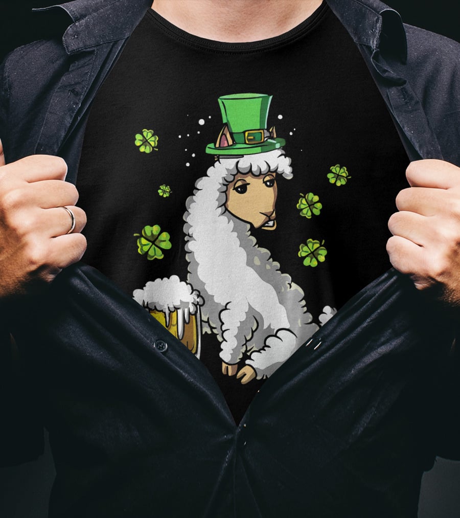 Leprechaun Sheep With Beer And Shamrocks T-Shirt