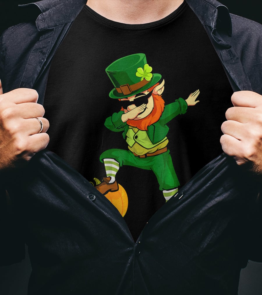 Thanksgiving Leprechaun Dabbing With Pumpkin T-Shirt