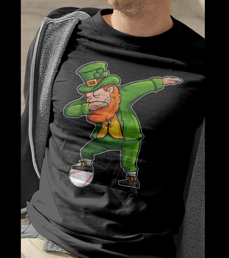 Dabbing Leprechaun On Baseball St Patricks T-Shirt